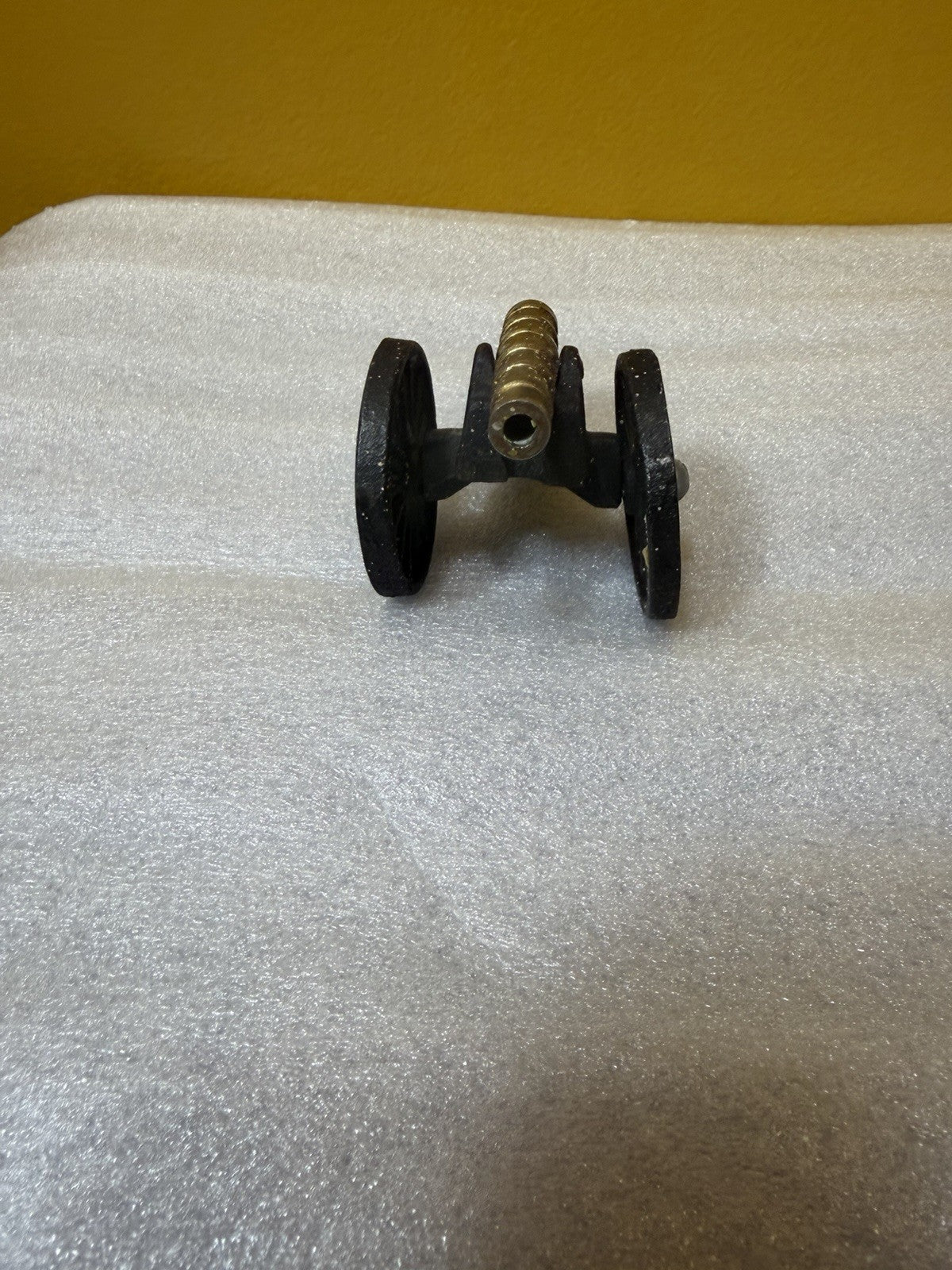 Vintage Cast Iron Brass Miniature Artillery Cannon Models Pair 5" Military