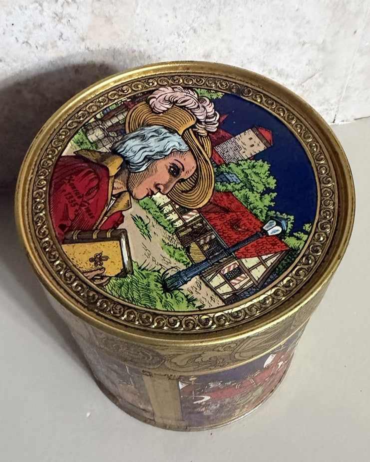 Vintage E Otto Schmidt Nuremberg Lebkuchen Tin 7" with Historical Insert