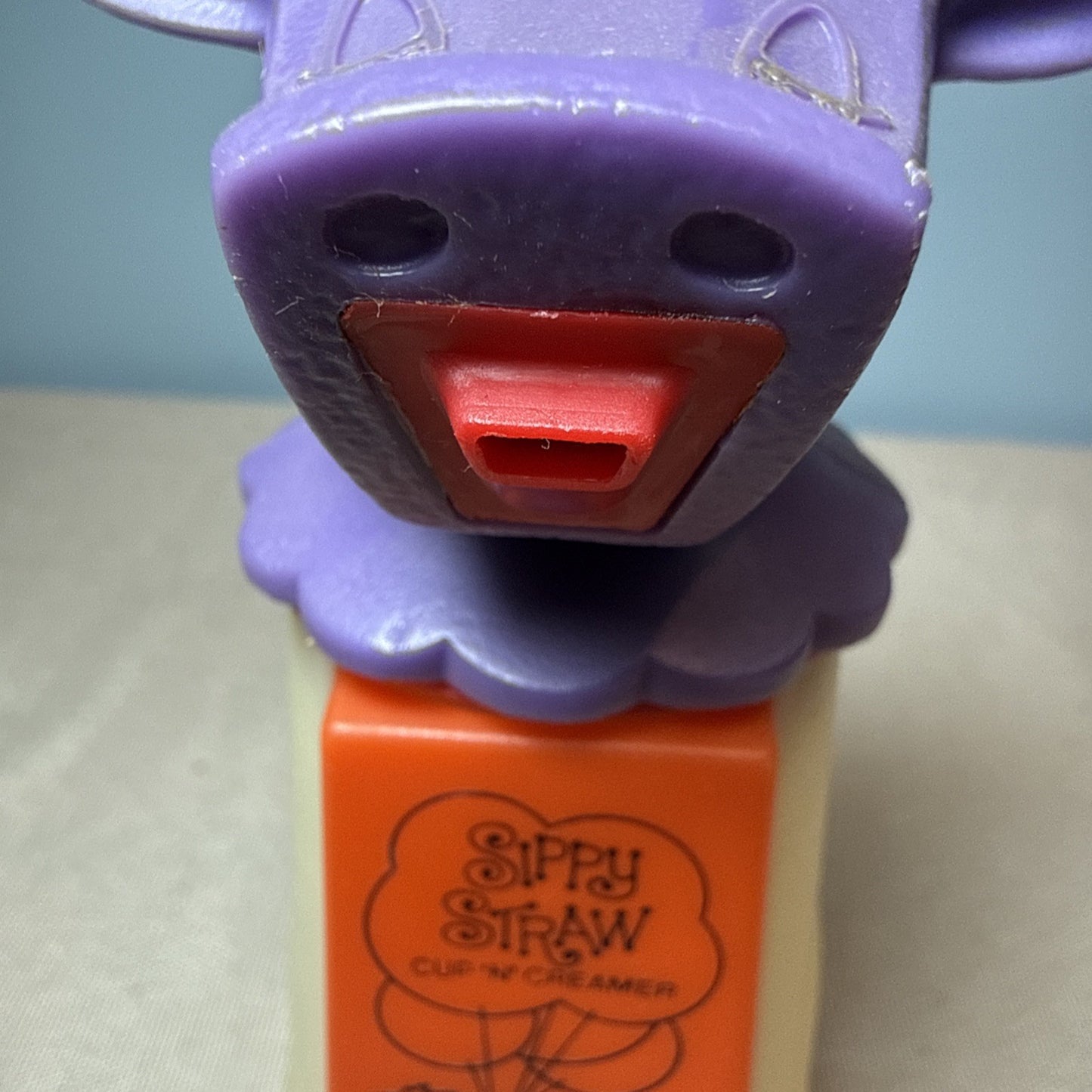 Vintage Whirley Moo Cow Sippy Straw Cup Creamer Novelty Plastic Kitchenware