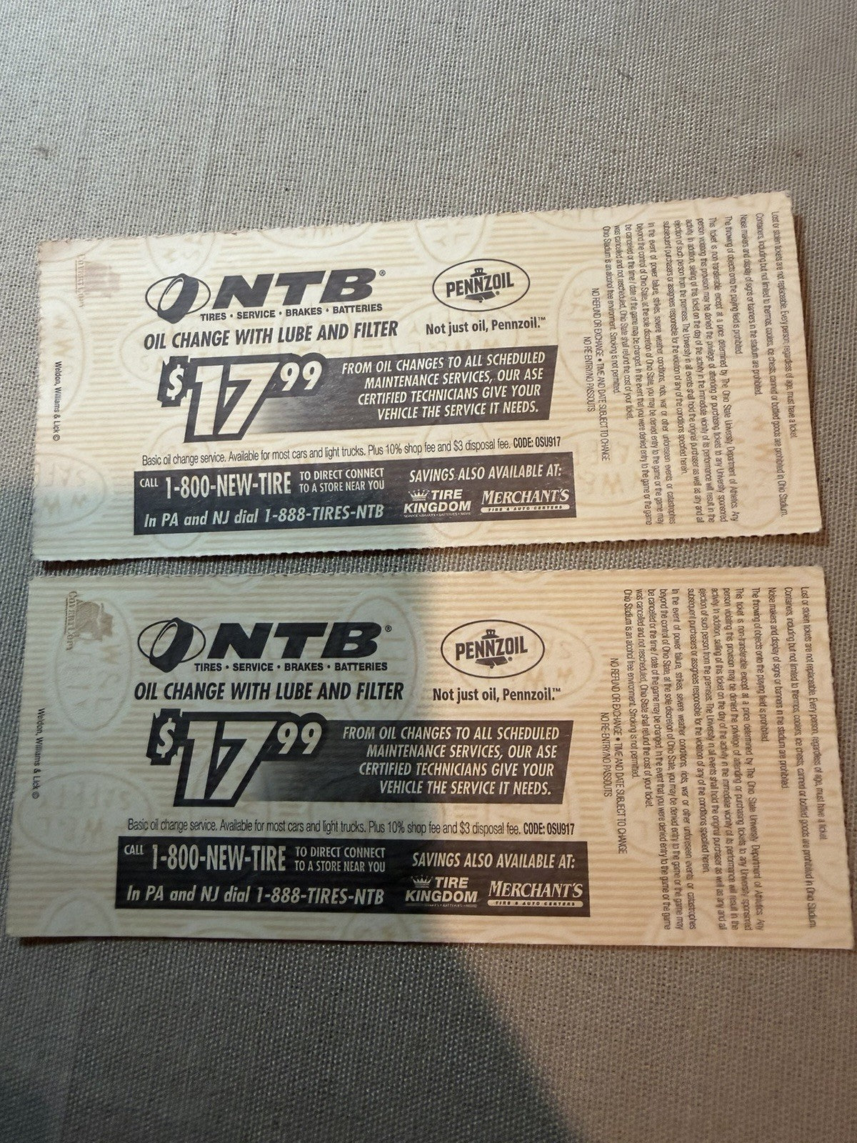 2008 Ohio State Football Ticket Stub Lot of 2 stubs Penn State Minnesota OSU