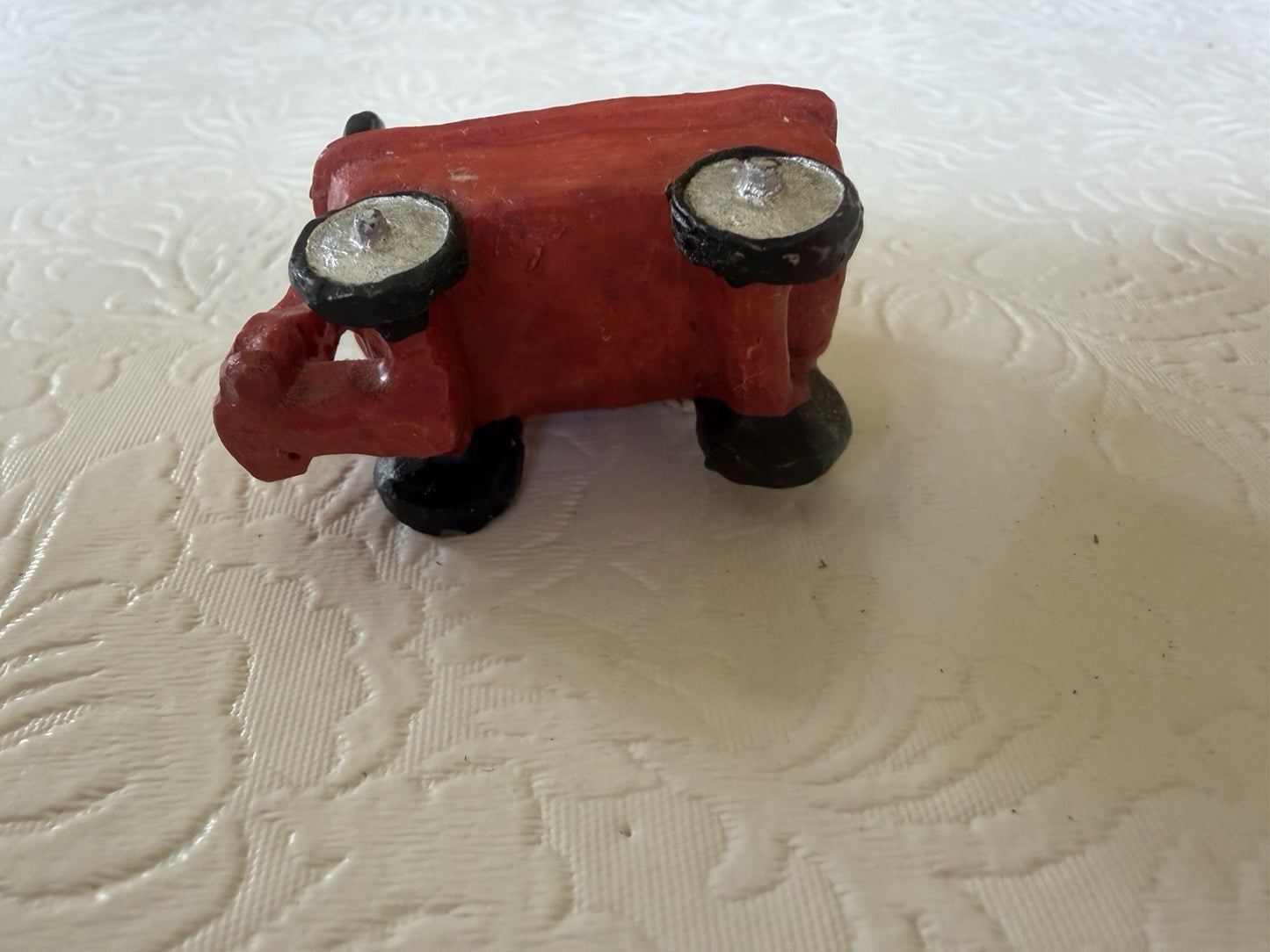 Vintage Dalmatian Puppy Figurine Lot 4pc Wind Up Musical Music Box Red Wagon