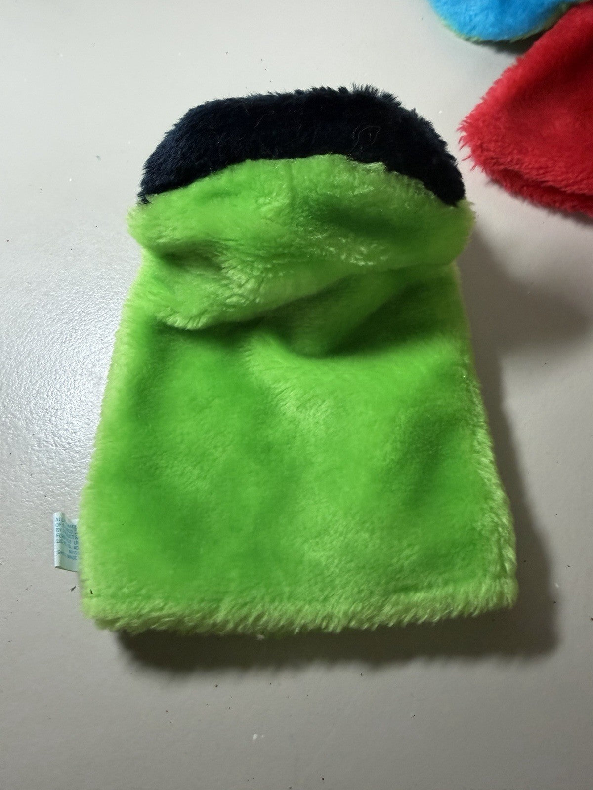 Vintage Brechner Plush Hand Puppets Lot 2 Green Monster Red Parrot 1981 Korea