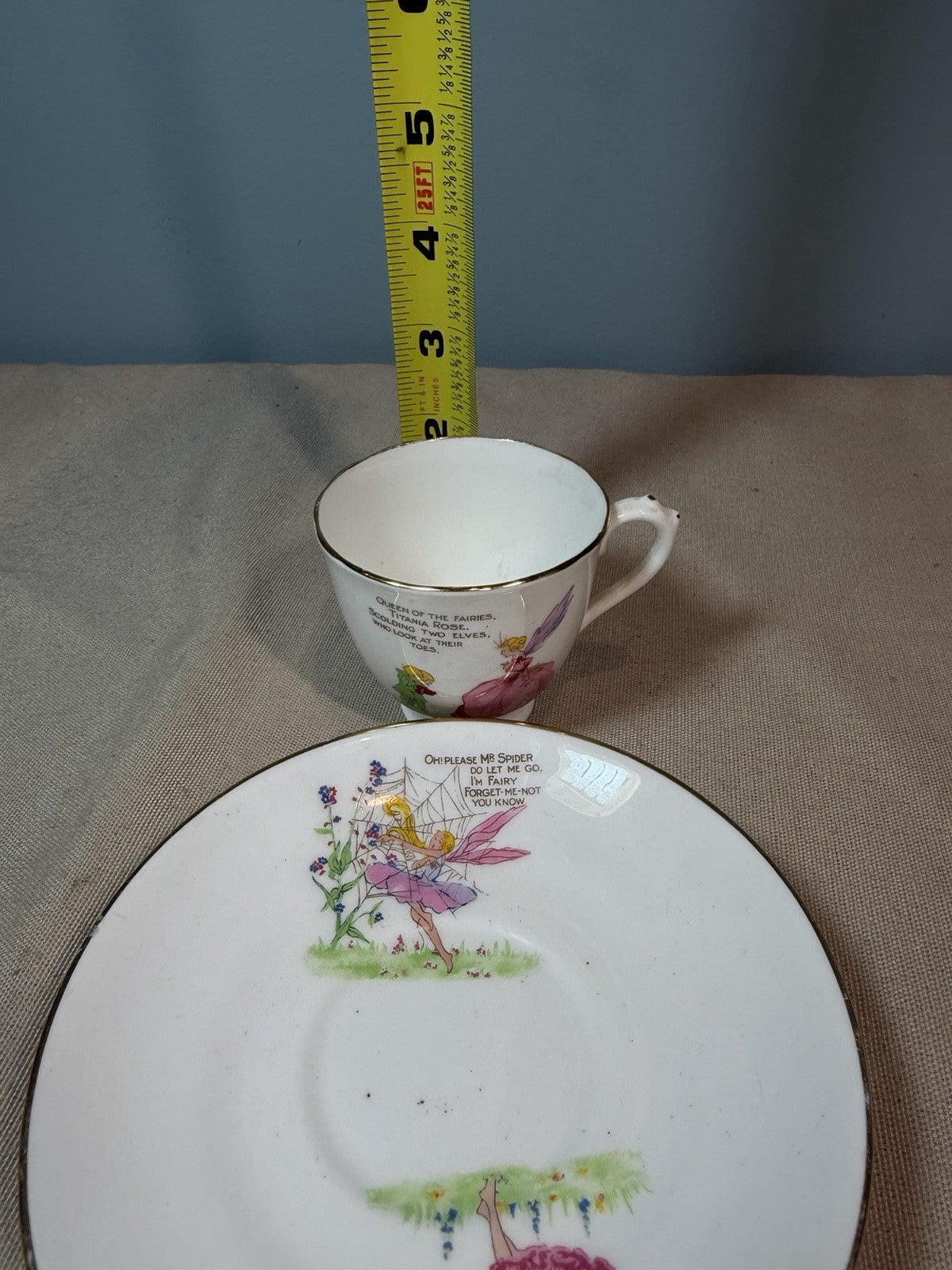 Chelsea Staffs Fairy Teacup Saucer Bone China Floral Tea Set Made in England