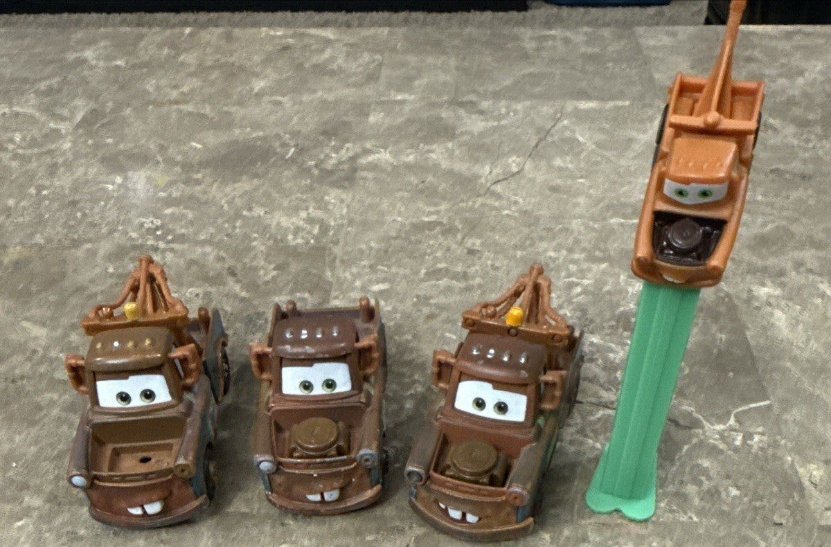 Disney Pixar Cars Mater Tow Truck Lot of 3 Diecast Tow Crane Variations Mattel