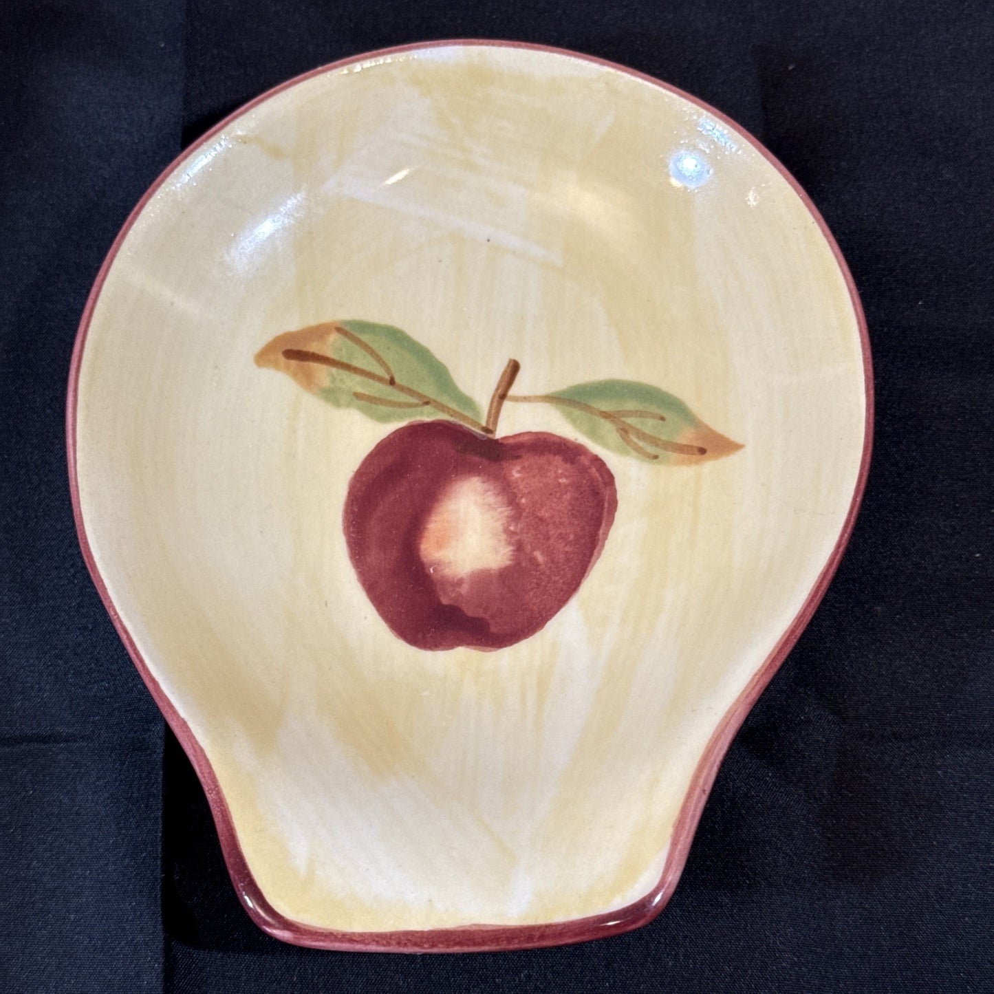 Hartstone Pottery Lot 13” Pasta Serving Bowl And Side Plate Apple Design