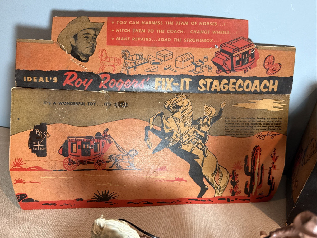 Vintage 1955 Roy Rogers Fix It Stagecoach Ideal Toy Original Box Incomplete set