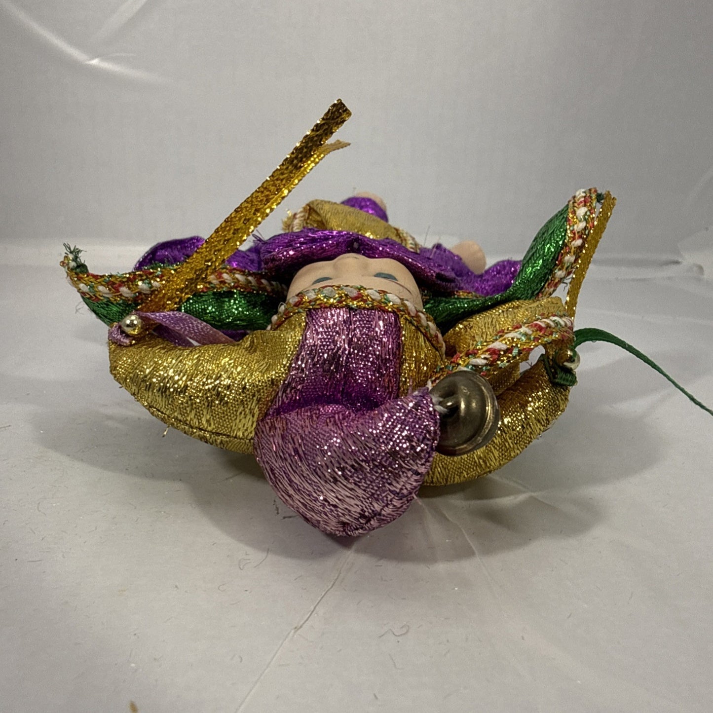 Fantastique New Orleans Jester Doll Porcelain Face Mardi Gras 6"