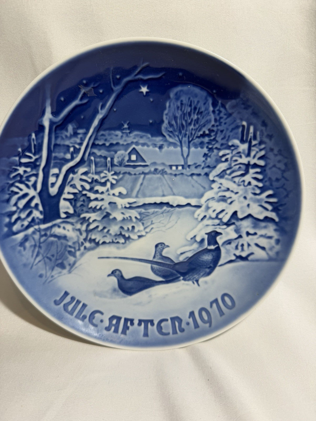 Bing and Grondahl Christmas Plates 1970 Pheasants and 1973 Denmark