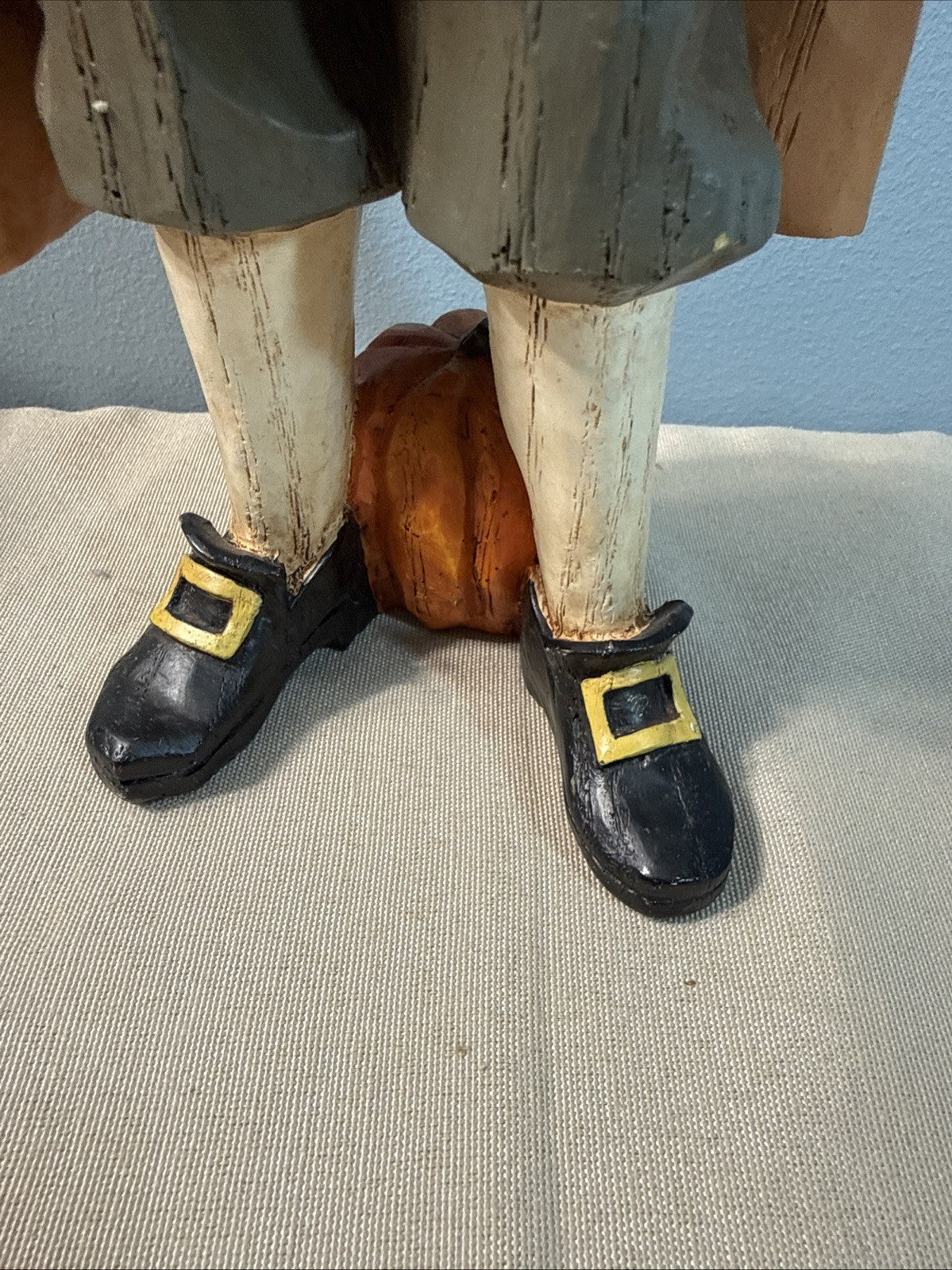 The Cracker Box Seasons Pilgrim Figurine Hand Painted Wood 13" Thanksgiving