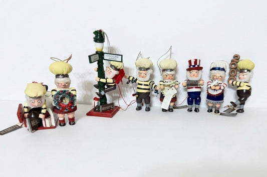 Vintage Kurt Adler Hersheys Wooden Chef Kiss Christmas Ornaments Lot of 8 Cocoa
