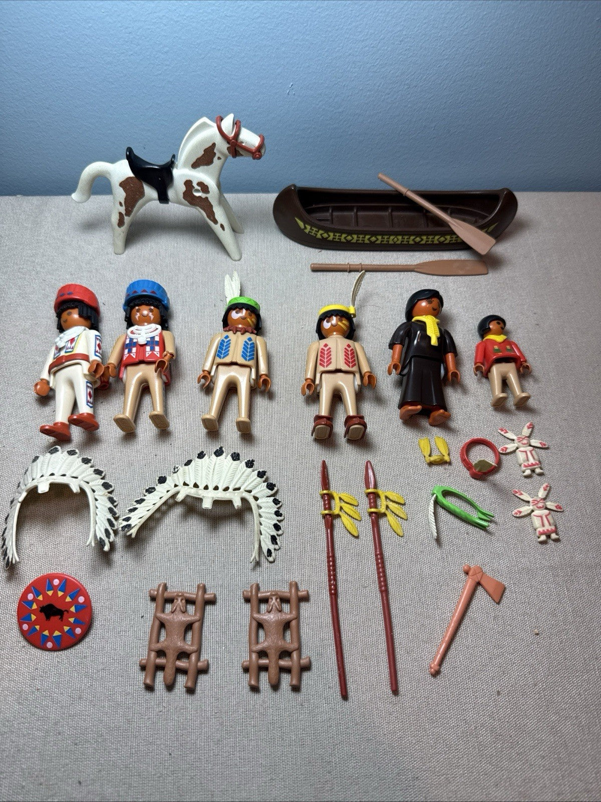 Vintage Geobra Playmobil Western Indian Accessories Lot Weapons Horses Gear