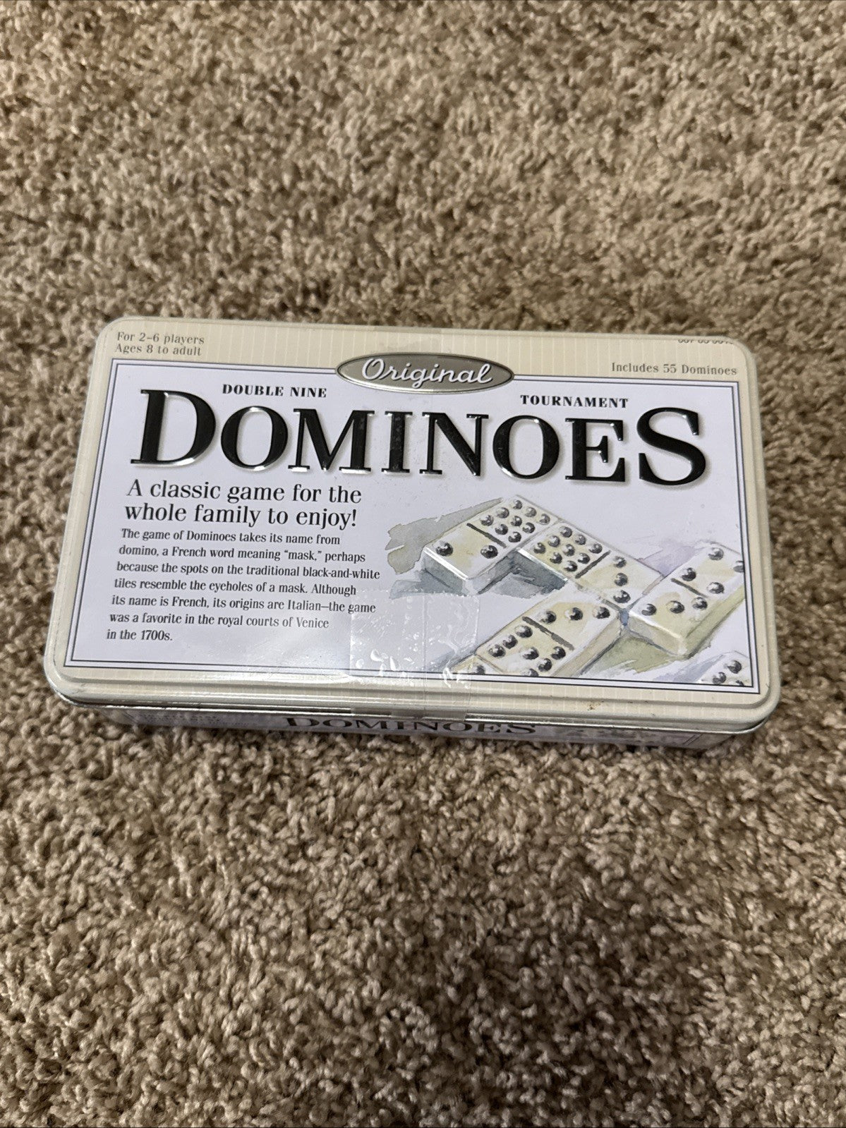 Double Nine Tournament Dominoes Set with Metal Tin Case Original Double 9