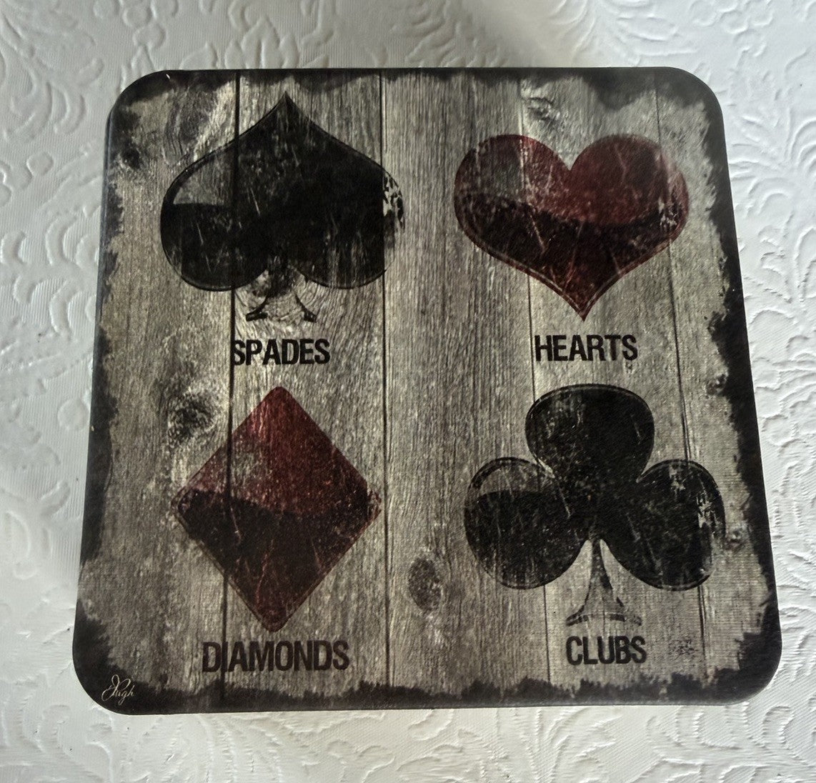 New Playing Card Suits Pub Coasters Set of 12 Recyclable Pulpboard Barware Set