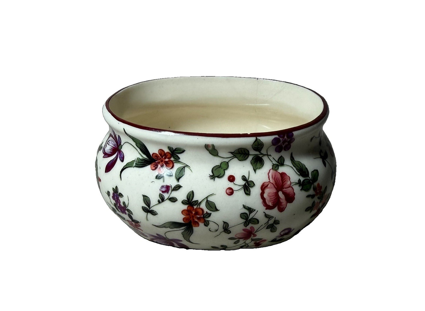 Vintage Erphila Czechoslovakia Oxford Floral Ceramic Planter Bowl Small Crack