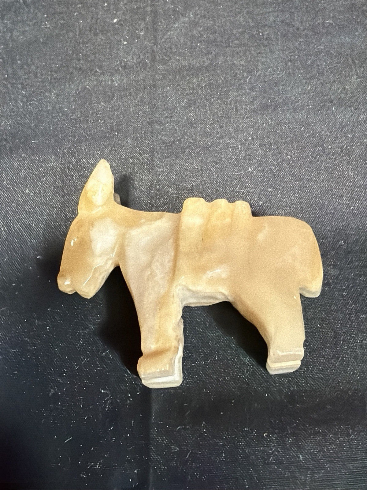 Vintage Hand Carved Stone Marble Alabaster Donkey Burro Mule 3"
