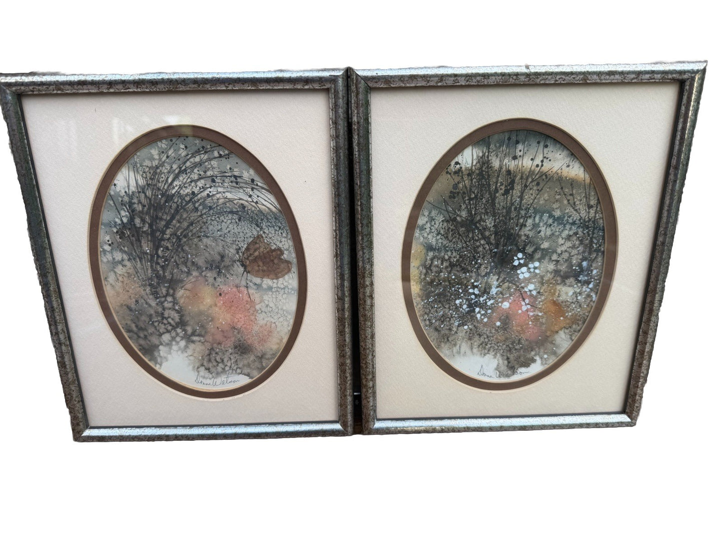 Donna Watson Signed Watercolor Prints Framed Pair Butterfly Nature Artwork