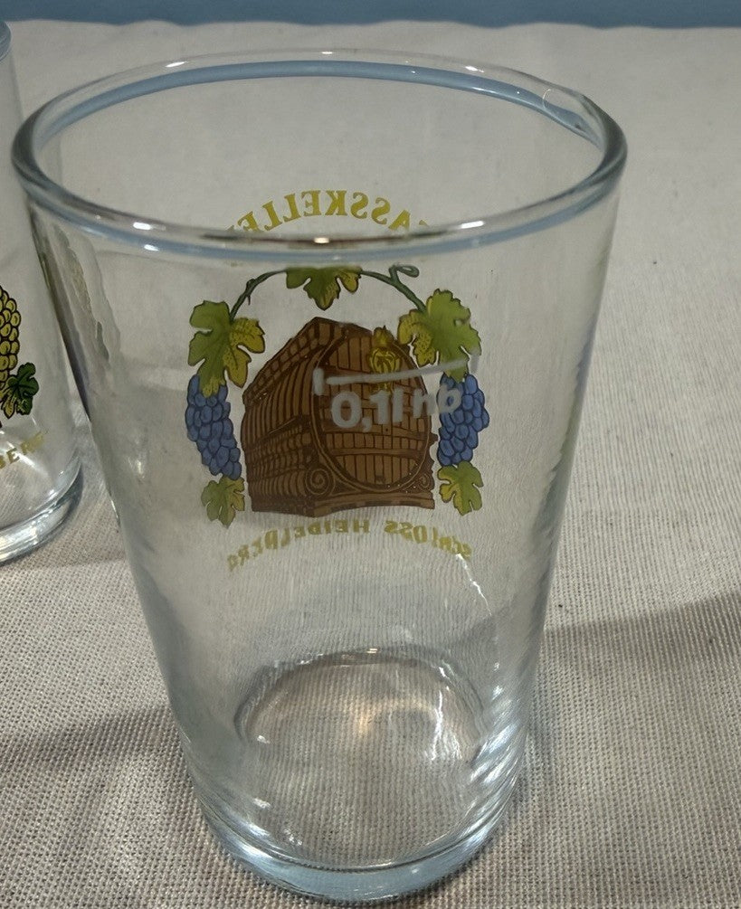 Vintage German Heidelberg Beer Wine Tasting Glasses Set 3 0.1 Liter