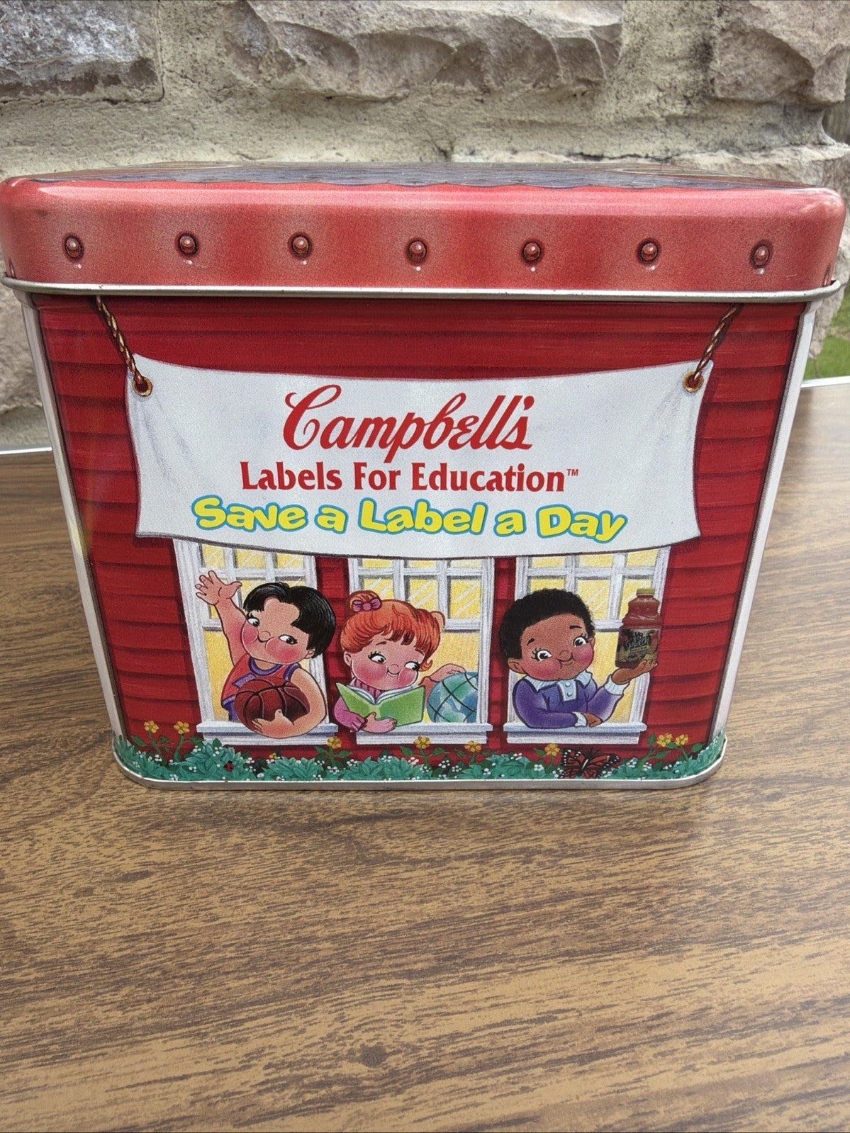 Vintage Campbell Soup Schoolhouse Tin Save A Label Day 1998