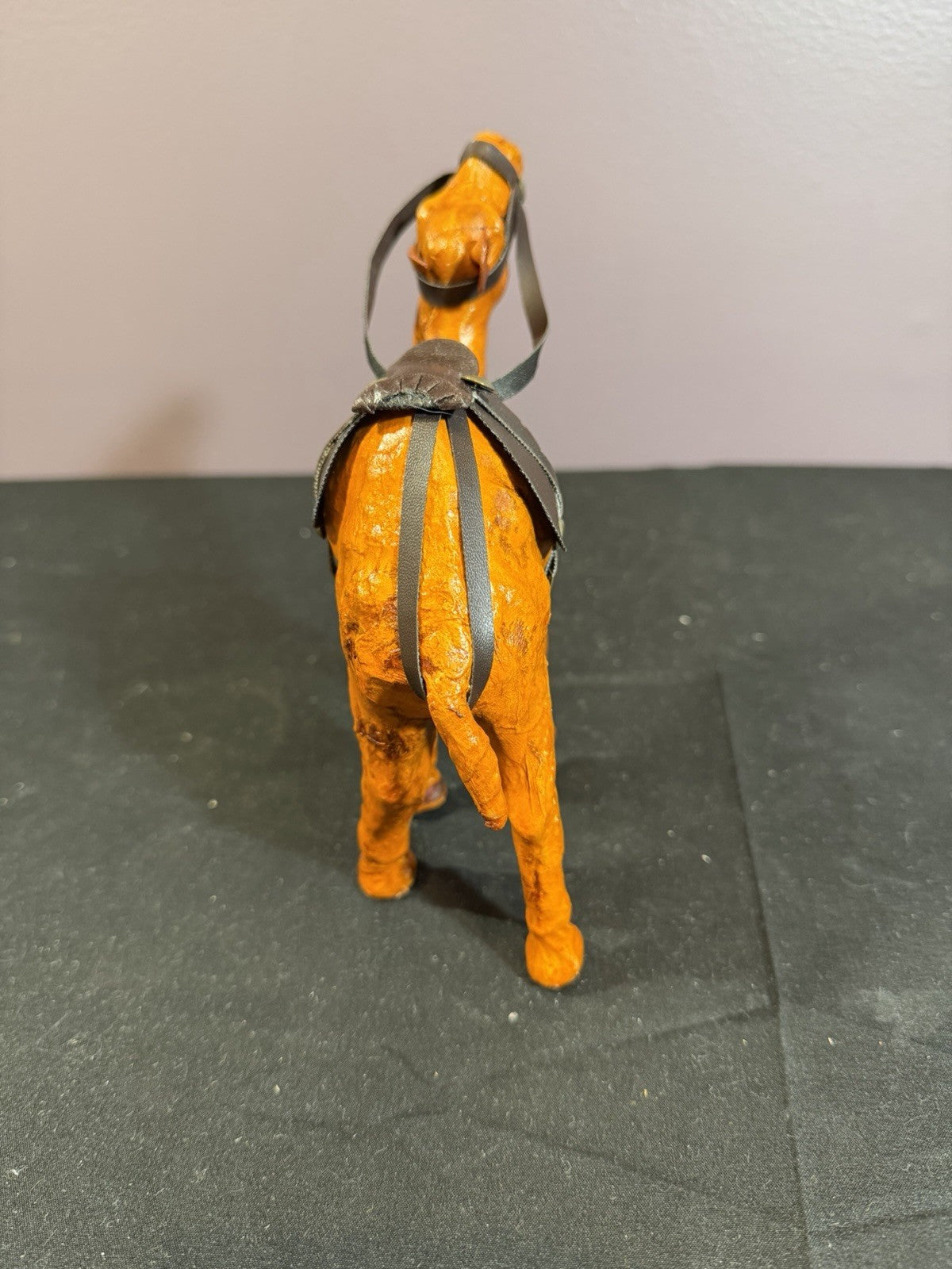 Vintage Leather Wrapped Camel Nativity Figurine Jerusalem Standing 6"