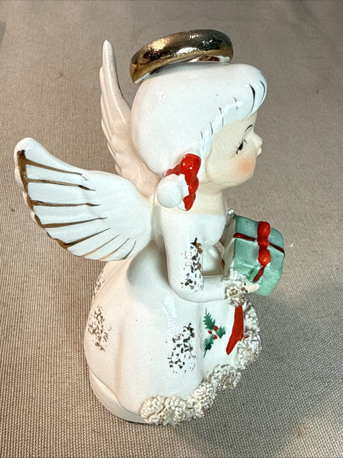 Vintage December Birthday Angel Girl Figurine Japan MB Daniels Highmount 4.5"