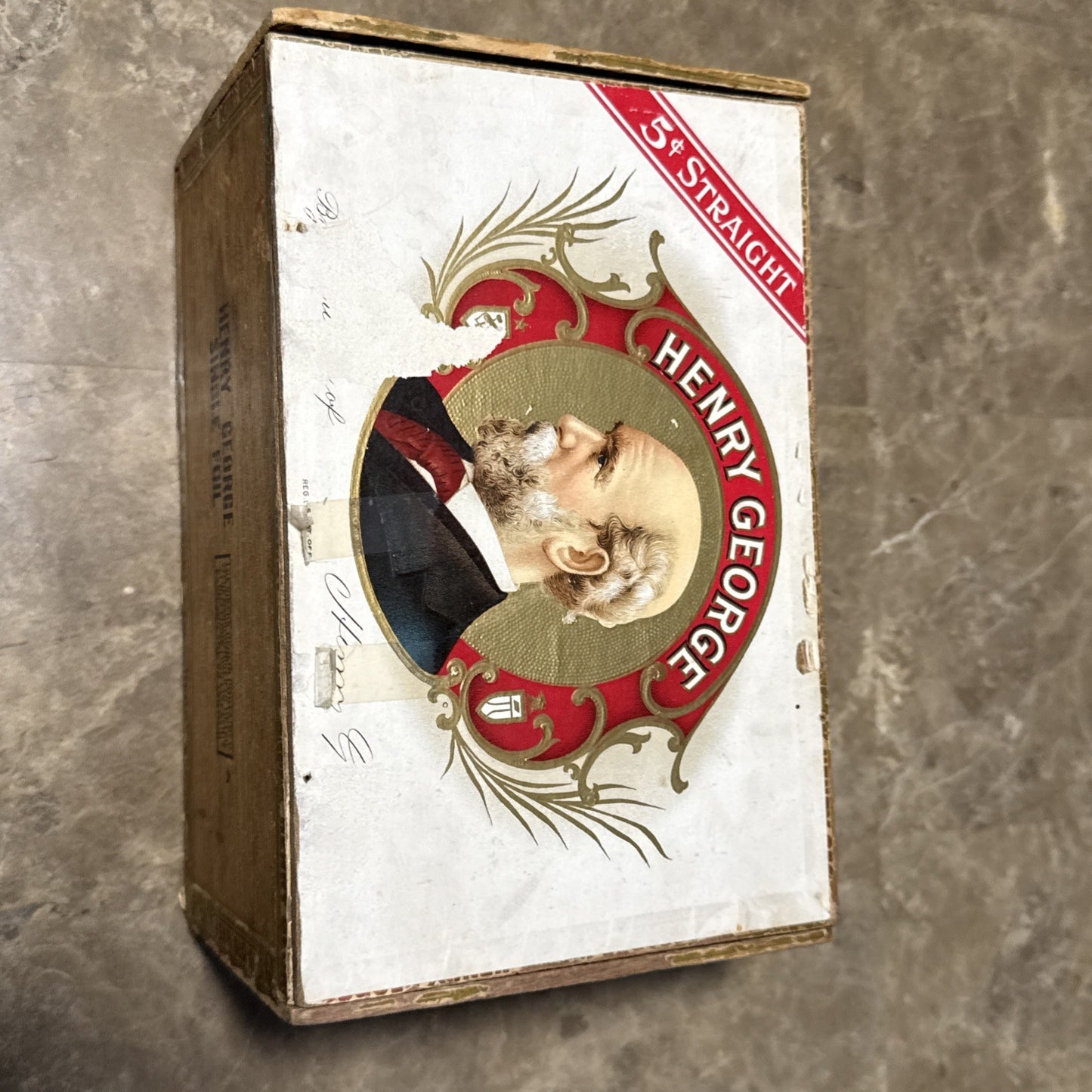 Henry George Collection Wooden Cigar Box 100 Count Pennsylvania