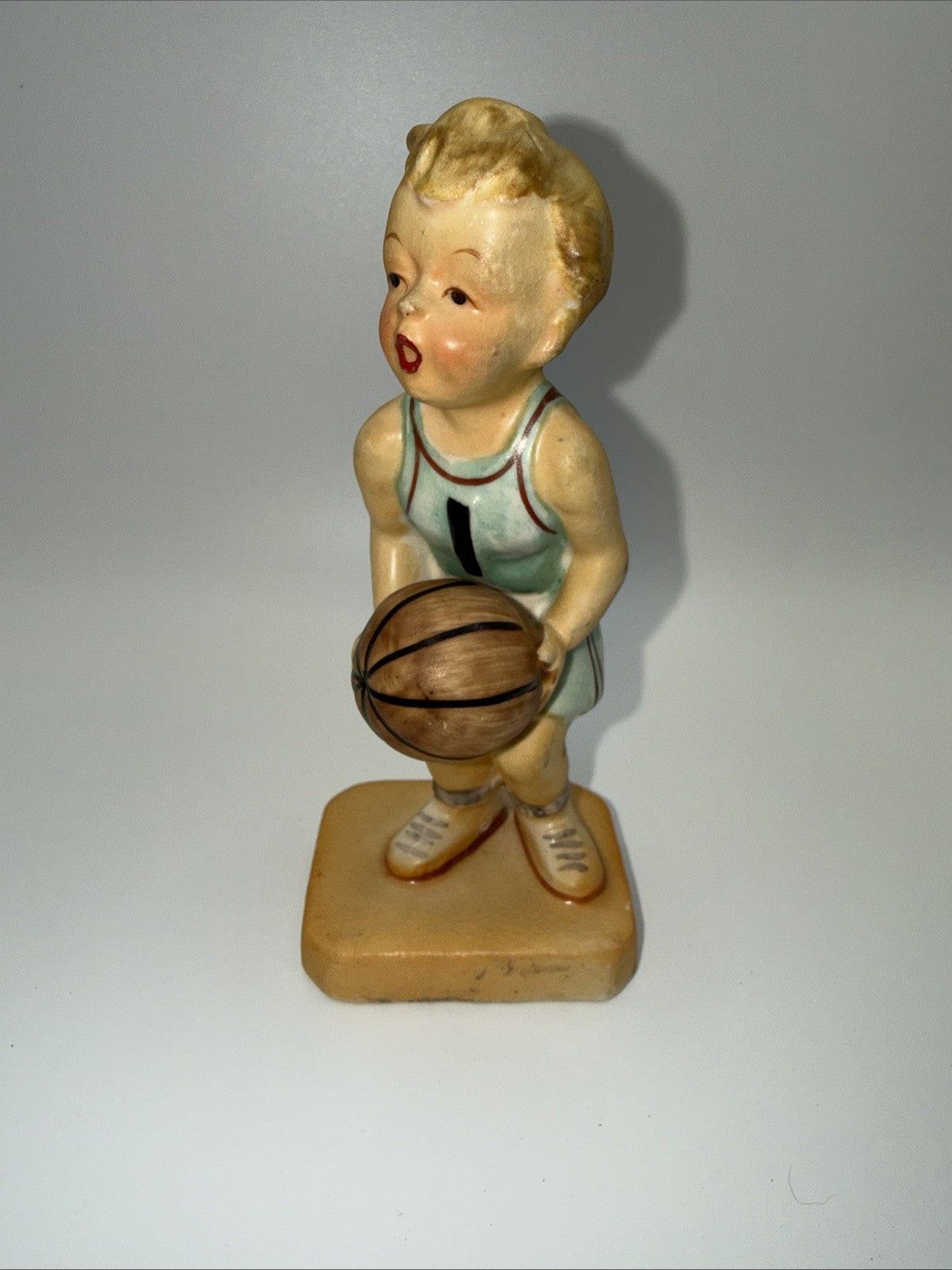 Vintage Japan Little Basketball Boy Shooting The Ball #1 Figurine 5.5" Tall