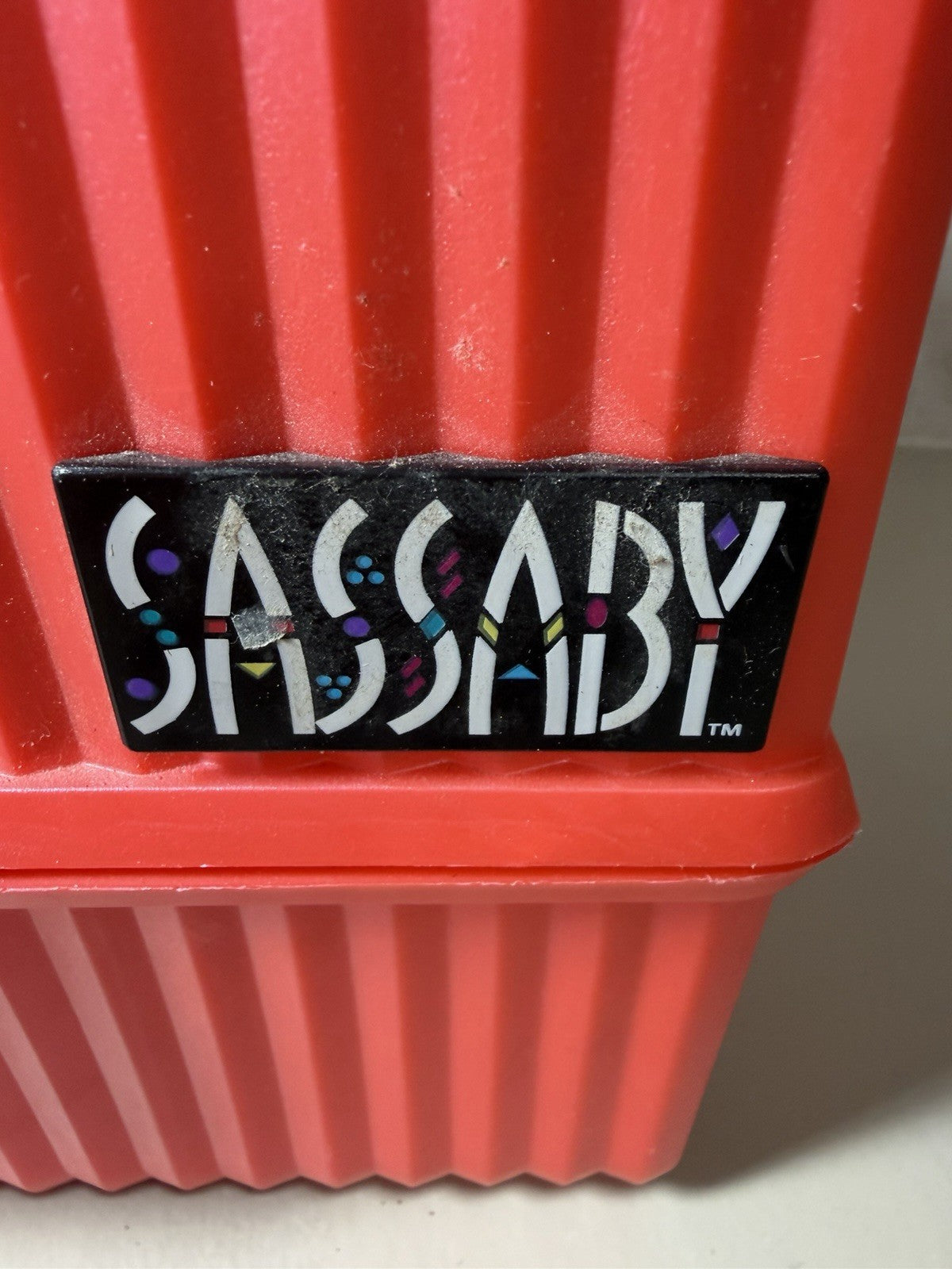 Vintage Sassaby Red Plastic Makeup Train Case Vanity Cosmetic Box Model 101-10