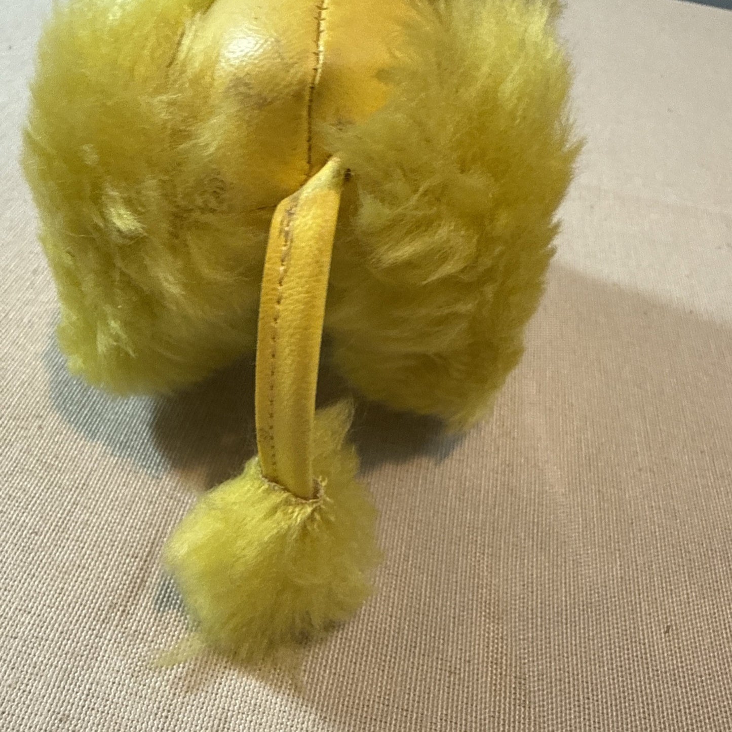 Vintage 1960s Pompie Poodle Plush Yellow Heart Tag Retro Toy Dog