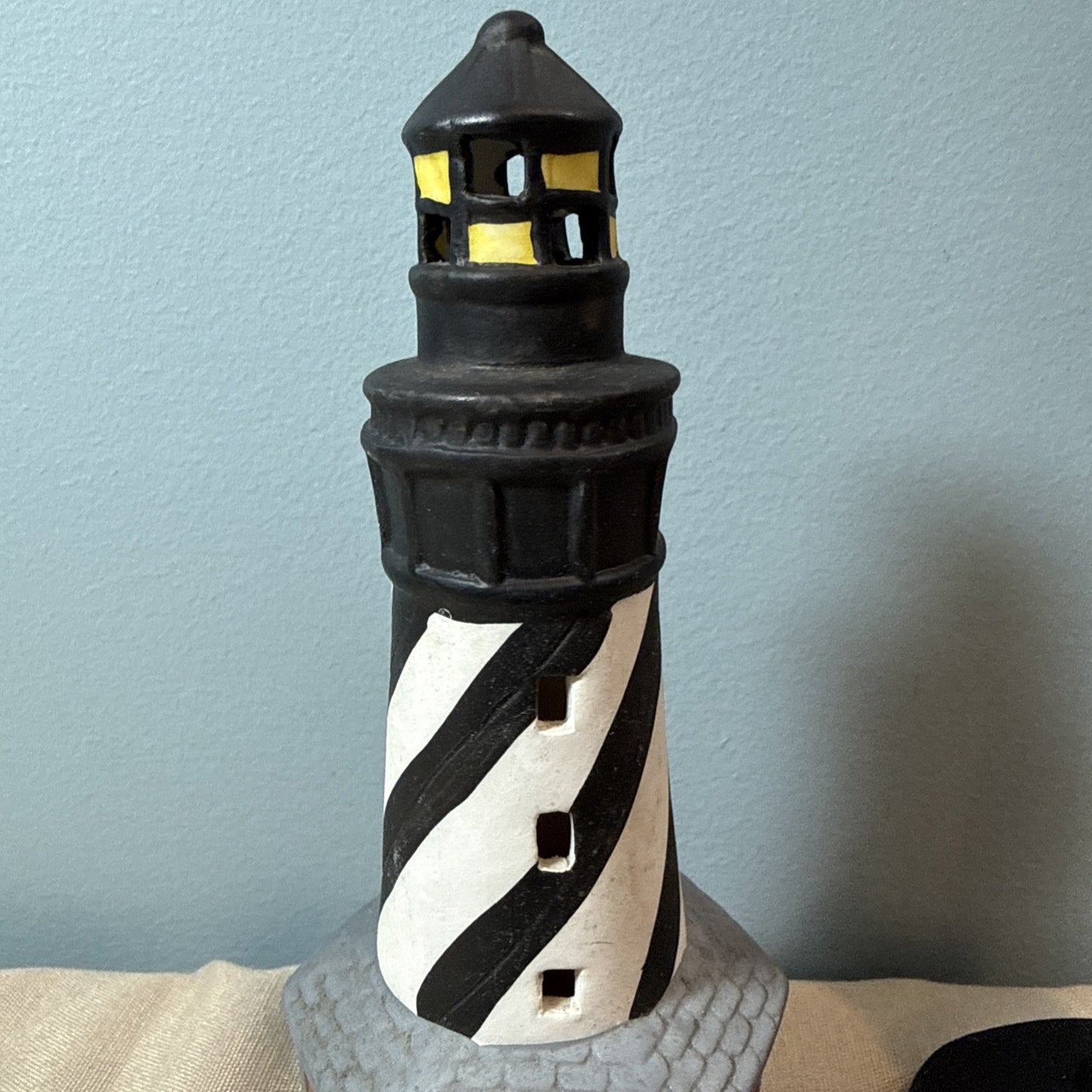 Vintage Lighthouse Figurines Lot 2 Coastal Nautical Maritime Display Statues 7"