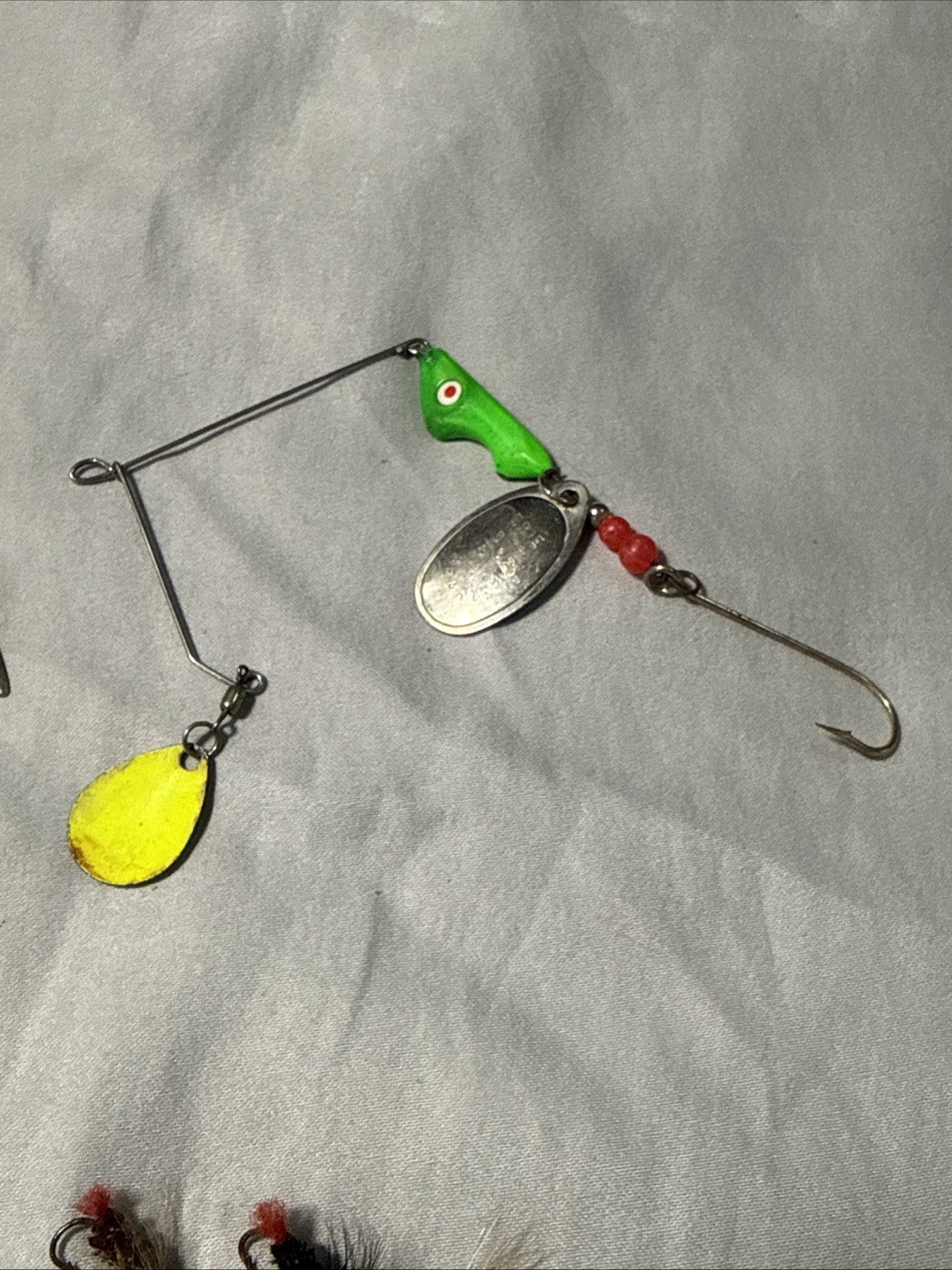 Fishing Spoon Lures and Dry Flies Lot Spinning Bait With Case