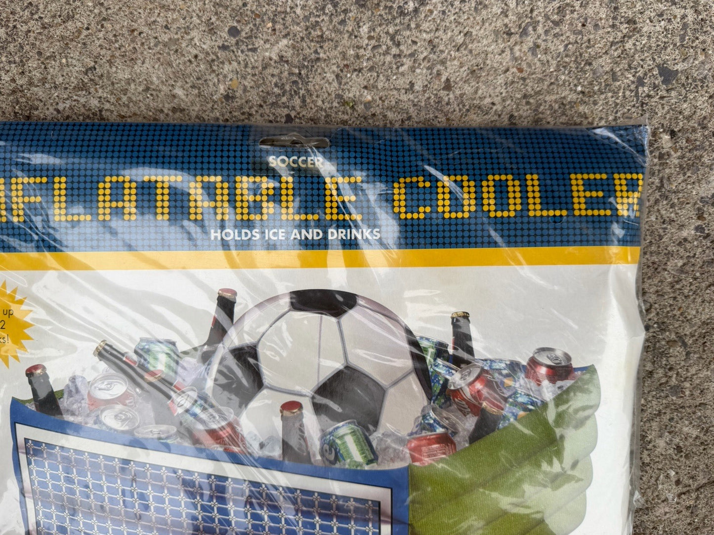 Soccer Inflatable Cooler Party Beverage Ice Tub Goal Design 29.5 x 14 Inch New