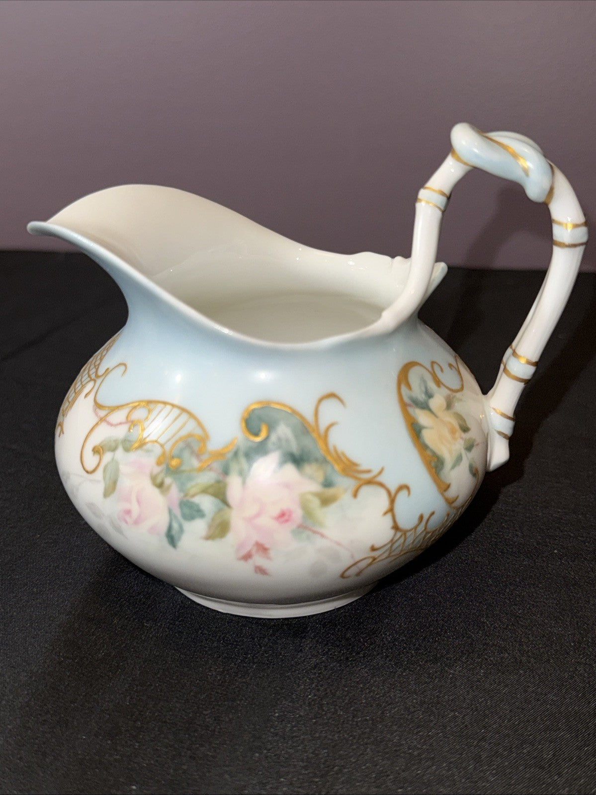 Antique Jean Pouyat Limoges France Hand Painted Creamer & Sugar Bowl Set Elegant