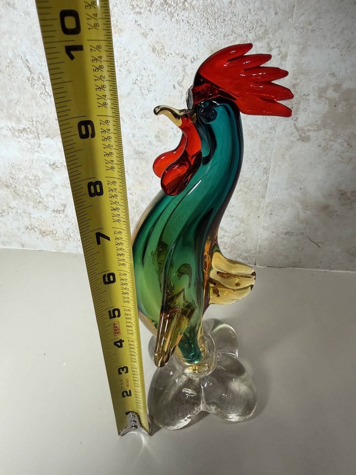 Vintage Murano Style Art Glass Rooster Duck Figurine Set Hand Blown Italy Pair