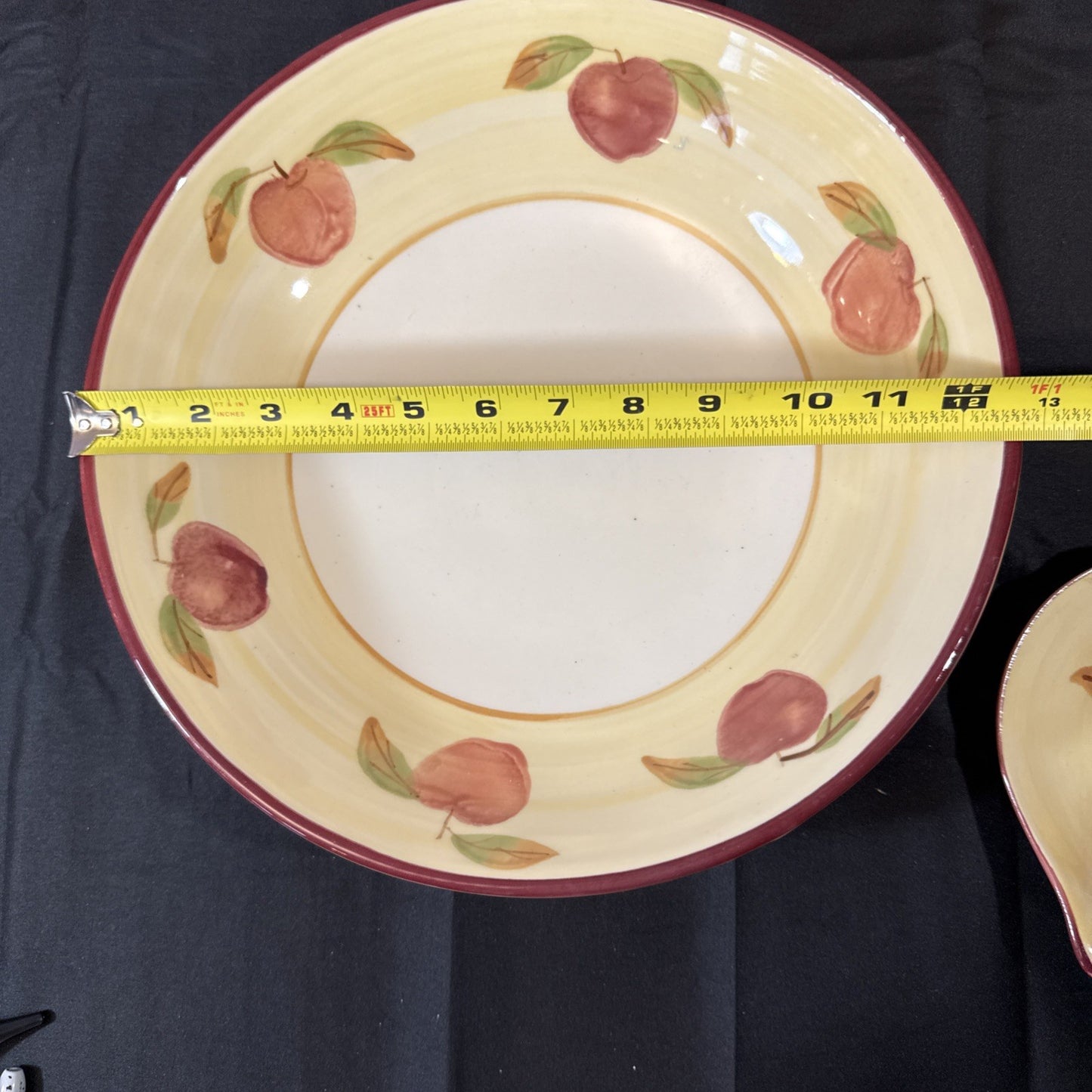Hartstone Pottery Lot 13” Pasta Serving Bowl And Side Plate Apple Design
