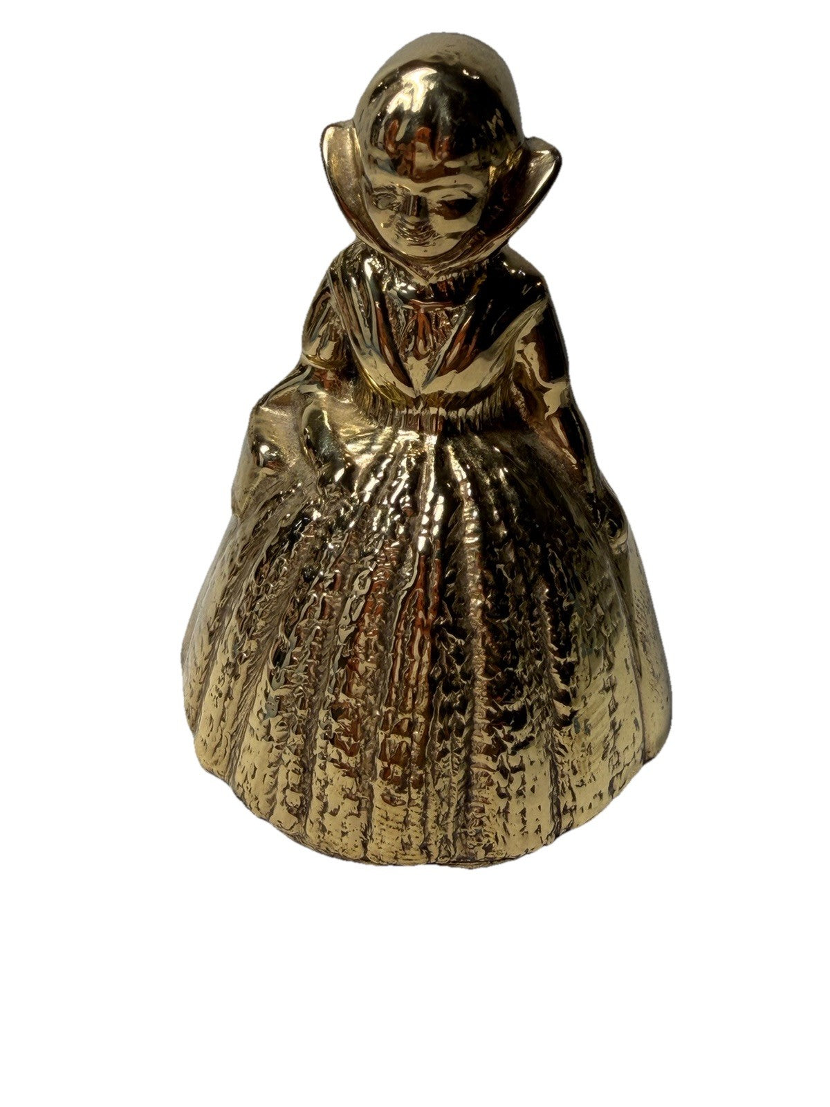 Vintage Brass Victorian Lady Dinner Bell 2.5” Working Bell England