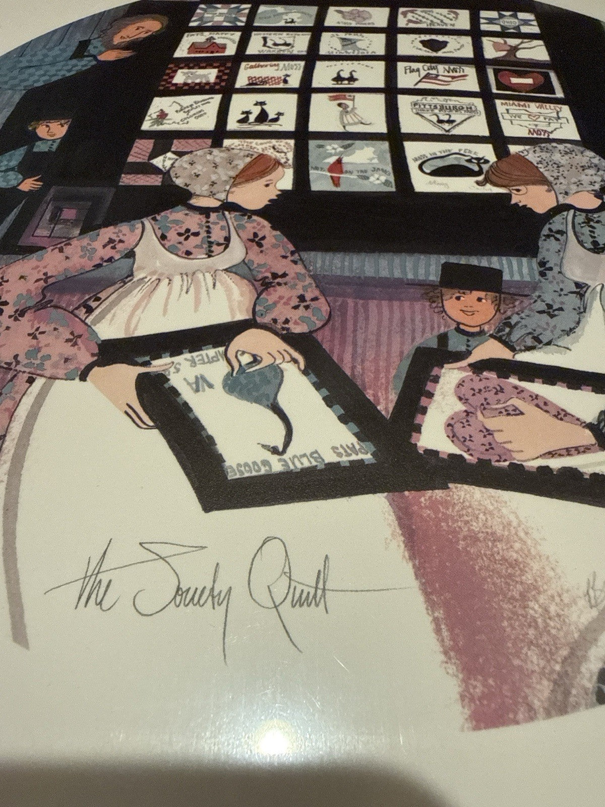P Buckley Moss The Society Quilt 1995 Lithograph 7813/8933 Amish Quilt Art