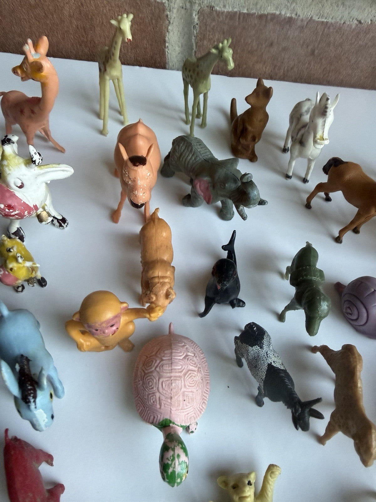 Vintage Miniature Plastic Animal Figure Lot 43 Zoo Farm Hong Kong Mixed Toys Set