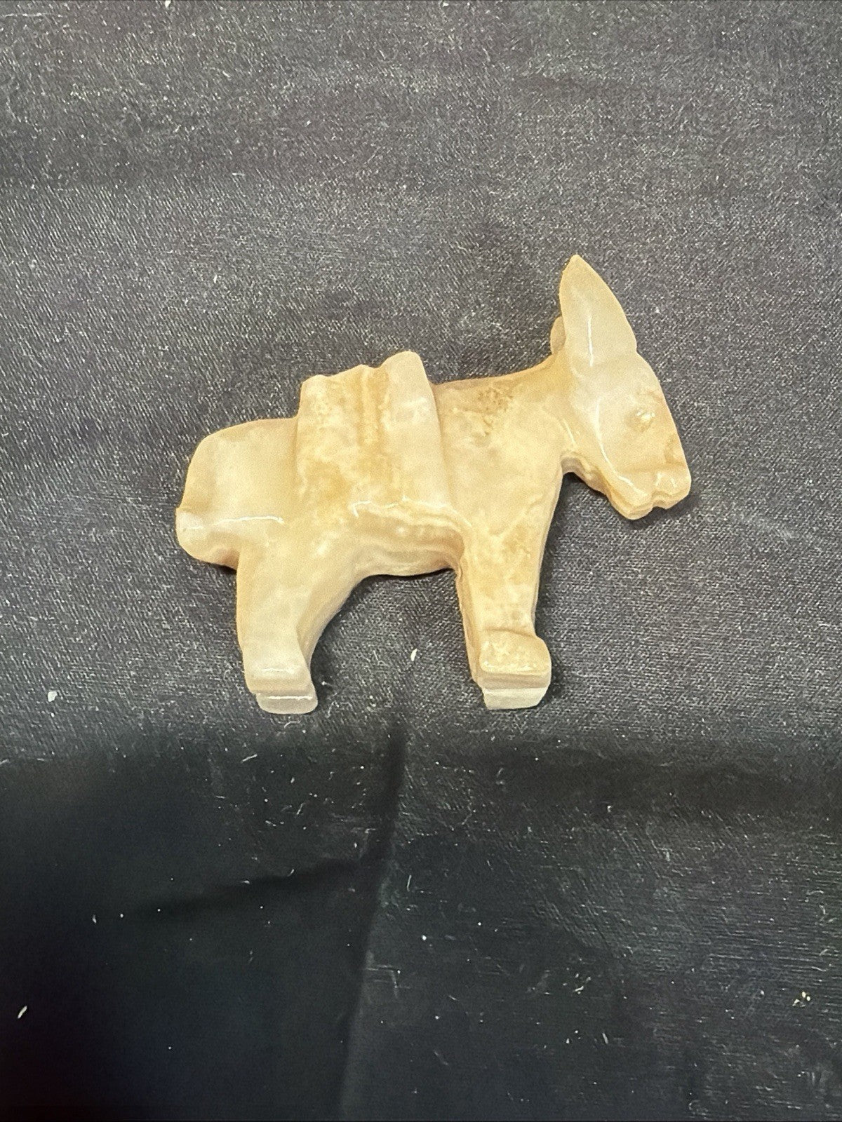 Vintage Hand Carved Stone Marble Alabaster Donkey Burro Mule 3"
