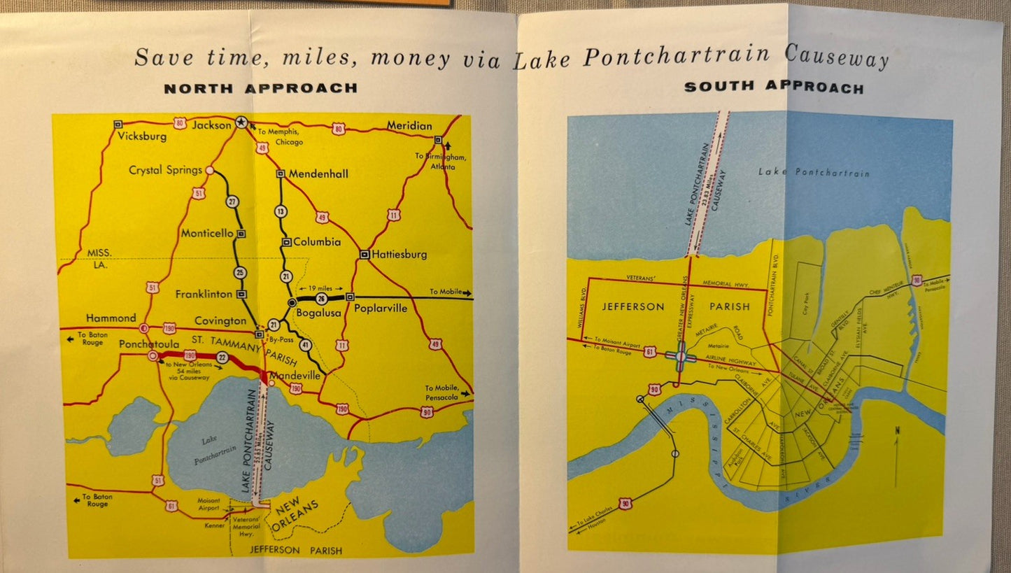 Vintage New Orleans Louisiana Tourist Guide Blue Book Mardi Gras Map 1950s-60s