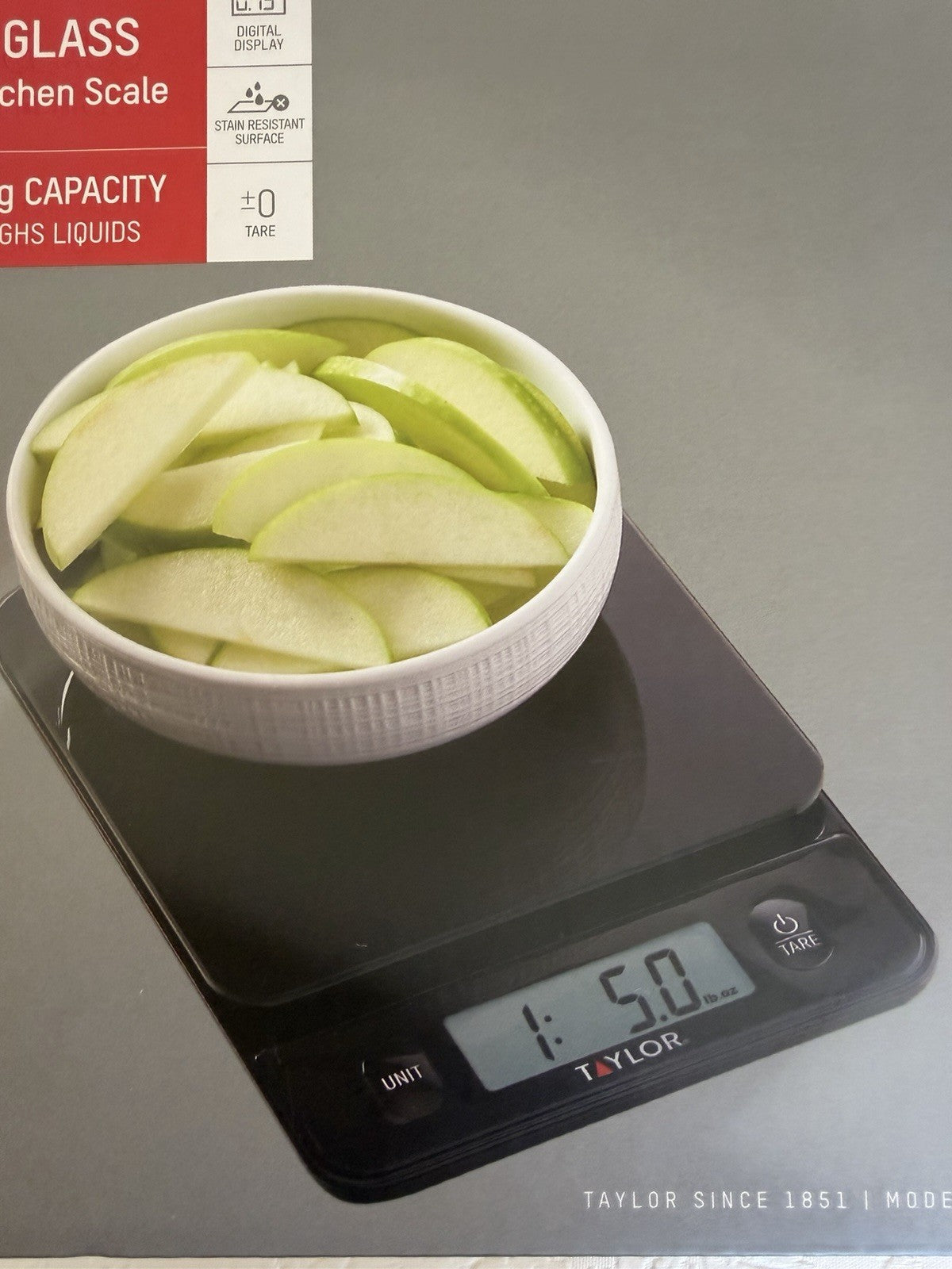 Taylor Digital Kitchen Scale Black Glass 11 lb Capacity New Sealed Box
