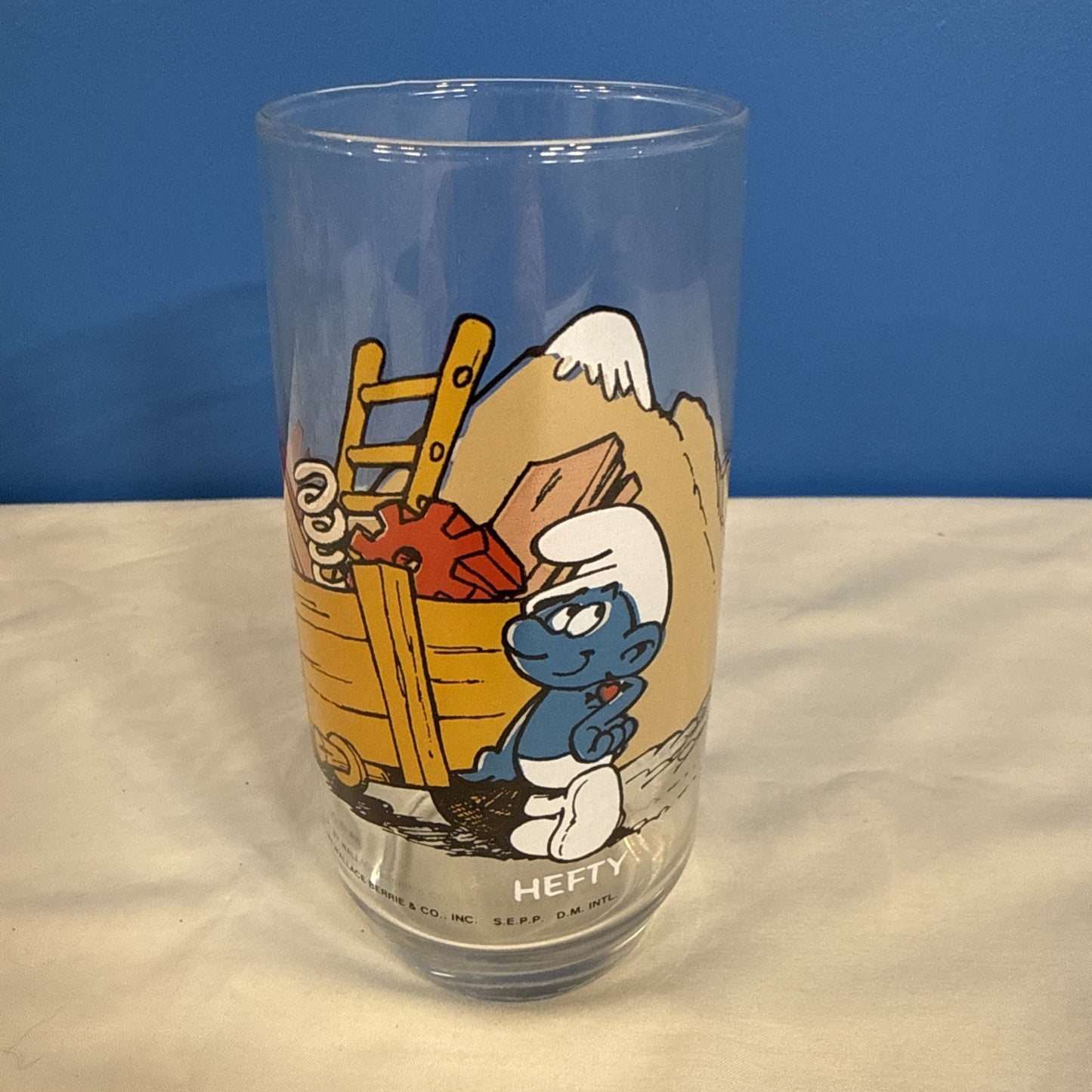 Vintage 1982 Smurfs Peyo Drinking Glasses Set of 5 Smurfette Papa Hefty Grouchy