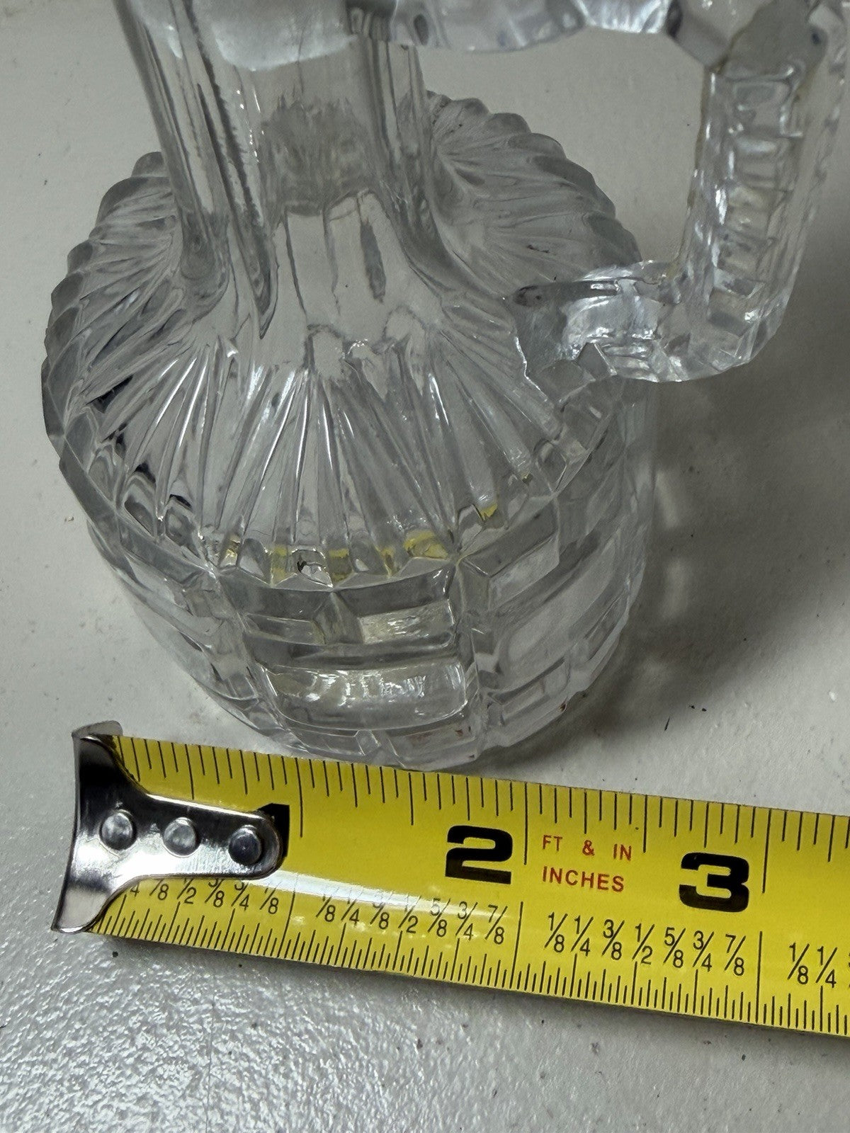 Vintage Cut Glass Cruet Bottle Stopper Paneled Block Pattern 6.5" Decanter