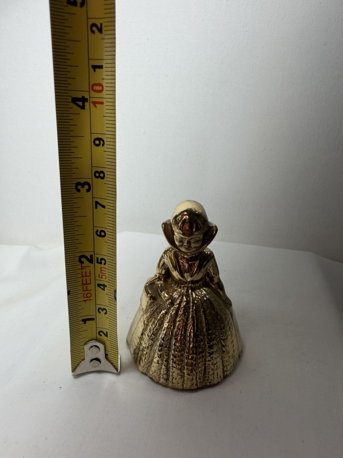 Vintage Brass Victorian Lady Dinner Bell 2.5” Working Bell England