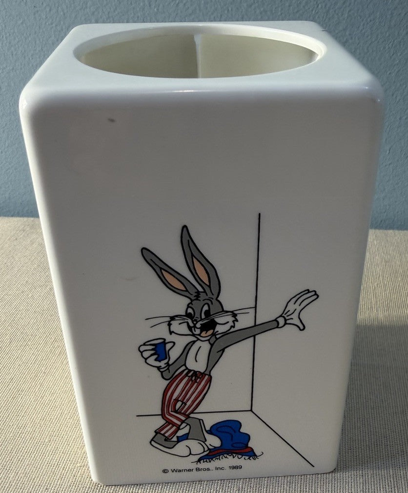 Vintage Looney Tunes Lot Bugs Bunny Wrapping Paper Pencil Case Desk Cup Toys