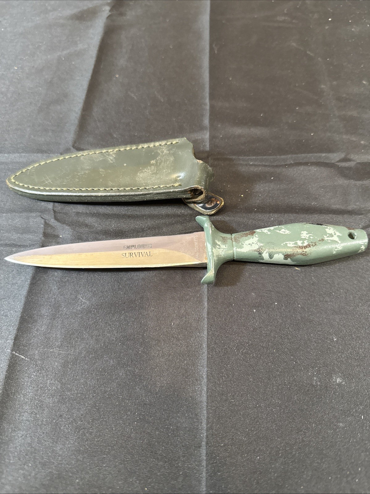 Vintage Japanese Explorer Survival Boot Knife Camo Handle