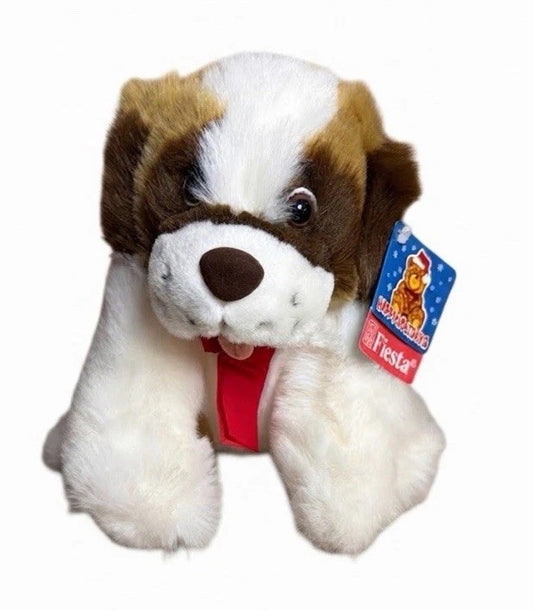 Fiesta 1996 St Bernard Dog Plush 12 Inch Happy Holidays Stuffed Animal With Tag