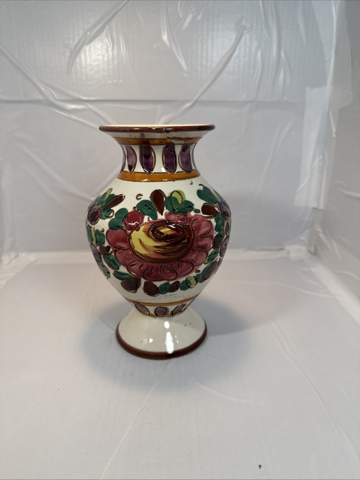 Antique Hand Painted Vase Signed Decorative Porcelain 8”x5”