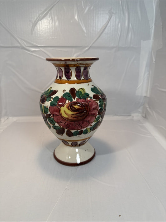 Antique Hand Painted Vase Signed Decorative Porcelain 8”x5”