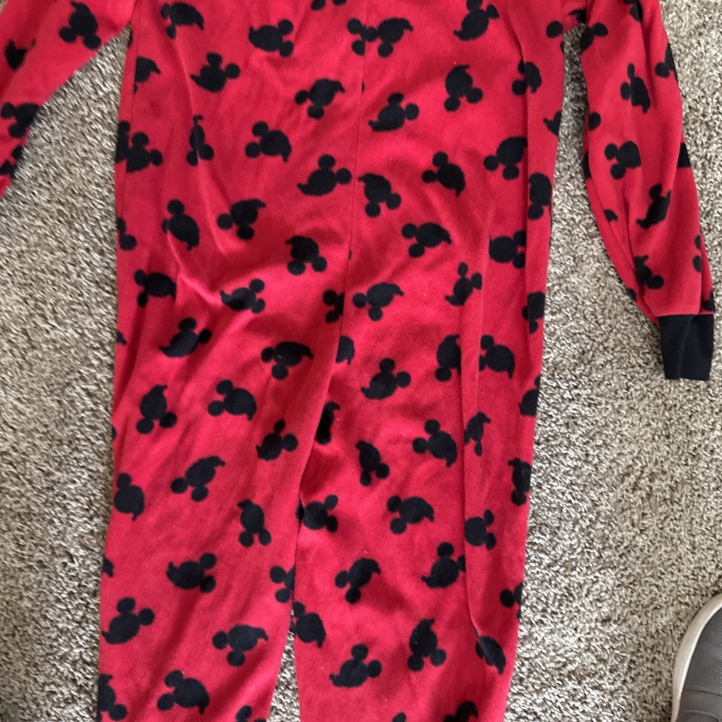Disney Mickey Mouse Pajamas Fleece One Piece Footed Zip Women Medium