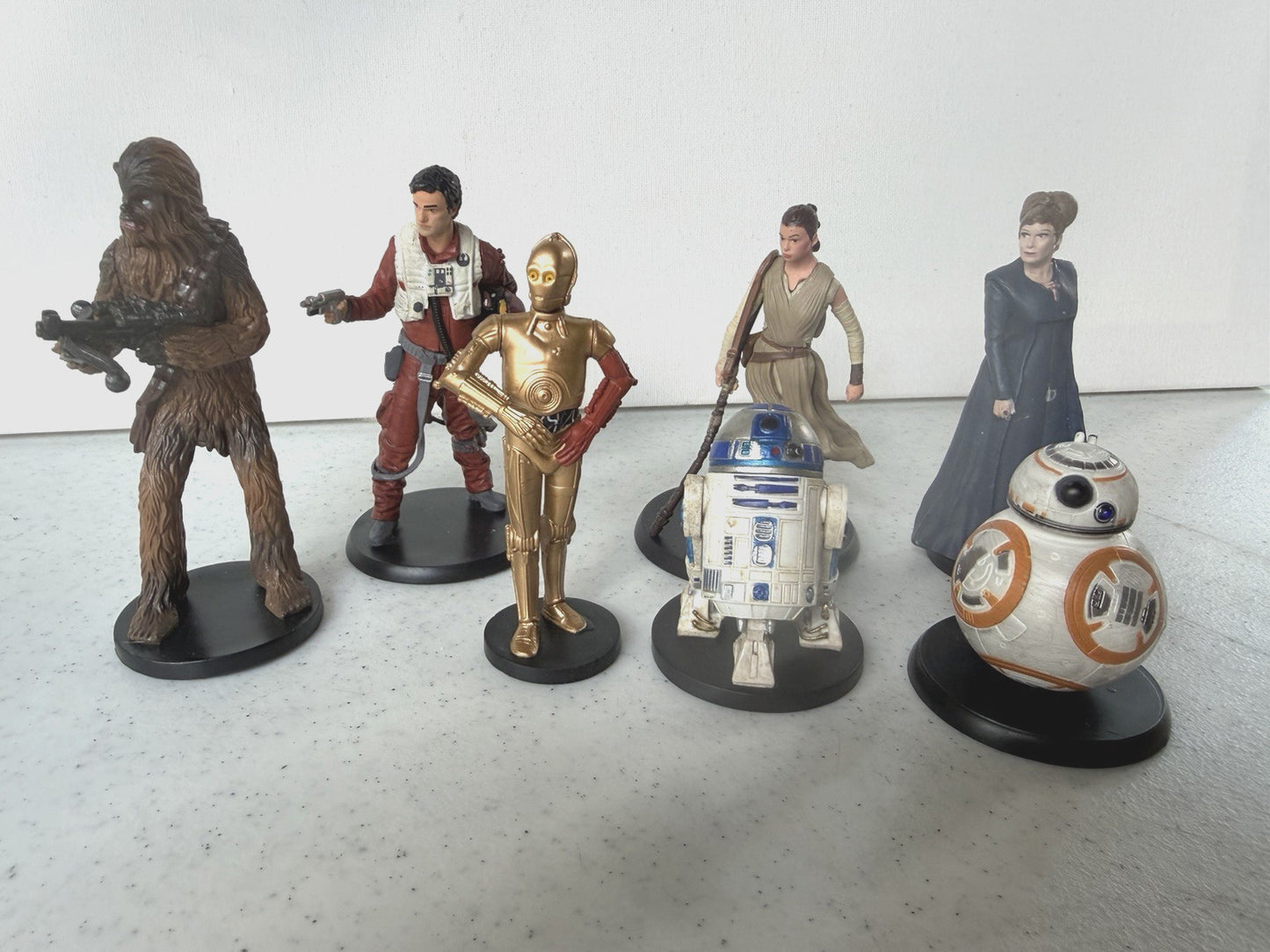 Disney Store Star Wars Figurine Set Chewbacca Rey BB-8 Leia Poe Lot of 7 items